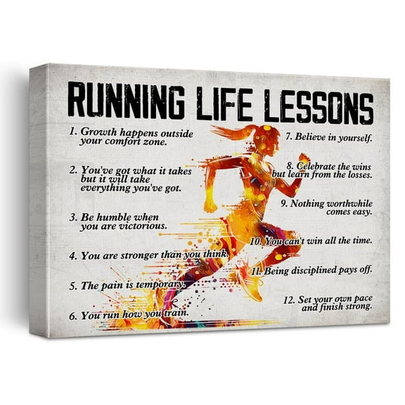 Running Poster Canvas Wall Art for Home Decor, Running Life Lessons Inspirational Canvas poster