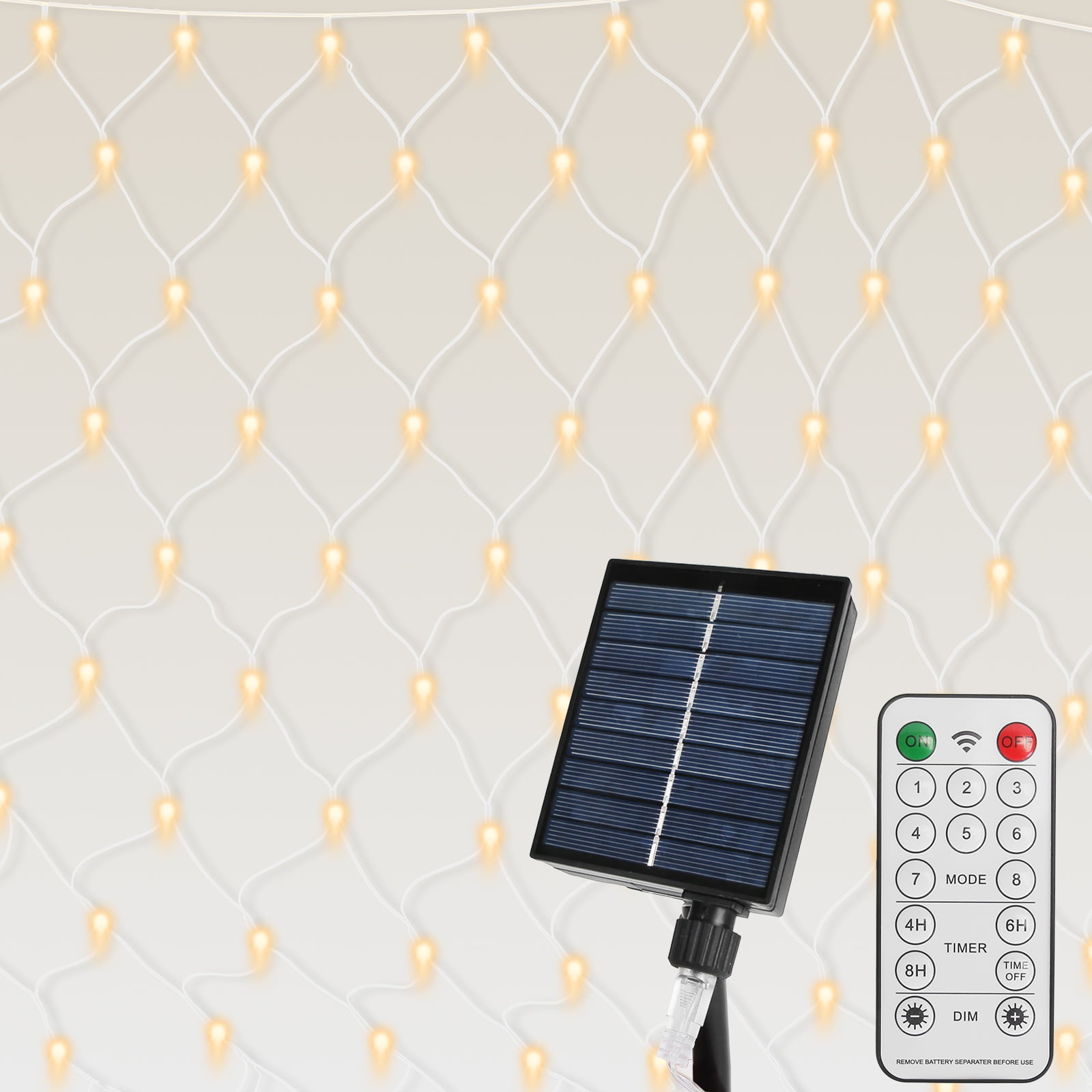 Imountek 192LED Solar Christmas Net Lights Outdoor, 9.84x6.56FT Dimmable Bush Lights with Remote Timer IP44 Waterproof 8 Modes for Holiday Wedding Patio