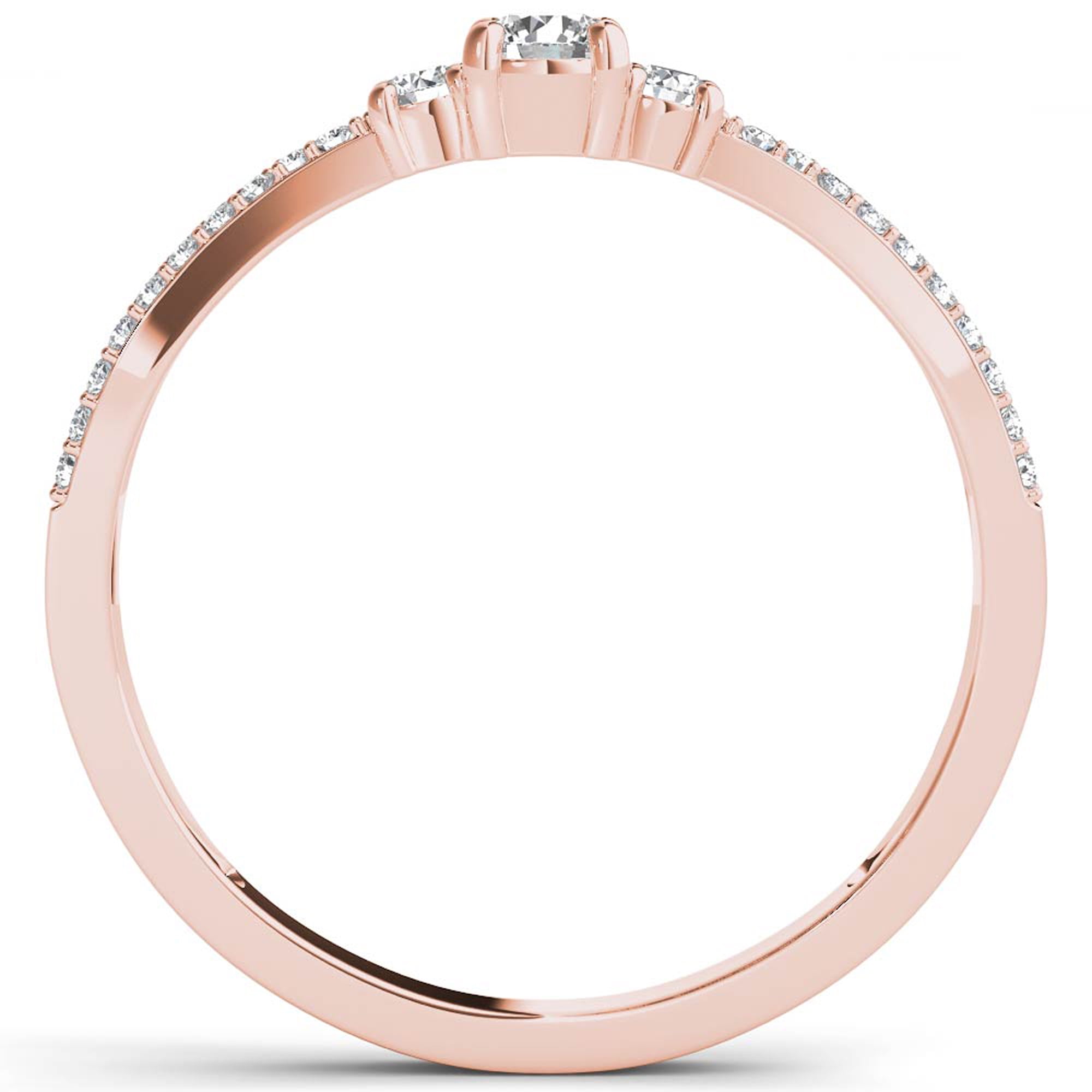 1/4 Carat T.W. Diamond Split Shank Three-Stone 10kt Rose Gold Engagement Ring