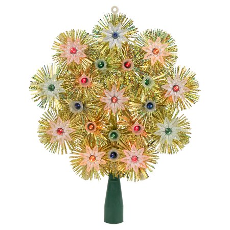 UPC 191296026192 product image for Northlight 8  Lighted Gold Retro Tinsel Snowflake Christmas Tree Topper - Multi  | upcitemdb.com