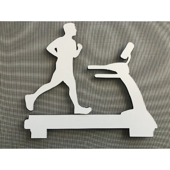 DCentral Man on Treadmill Flexible Screen Magnet Décor; Double-Sided, for Non-Retractable Screens, Helps to Stop Walking into Screens, Covers Small tears in Screens, Sizes W 7.4"x 6.6"
