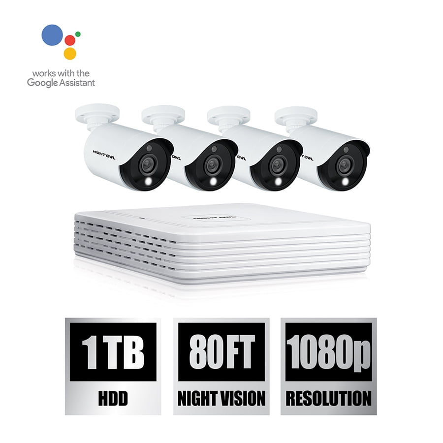 Night Owl Wired 4 Channel DVR with PreInstalled 1TB Hard Drive and (4