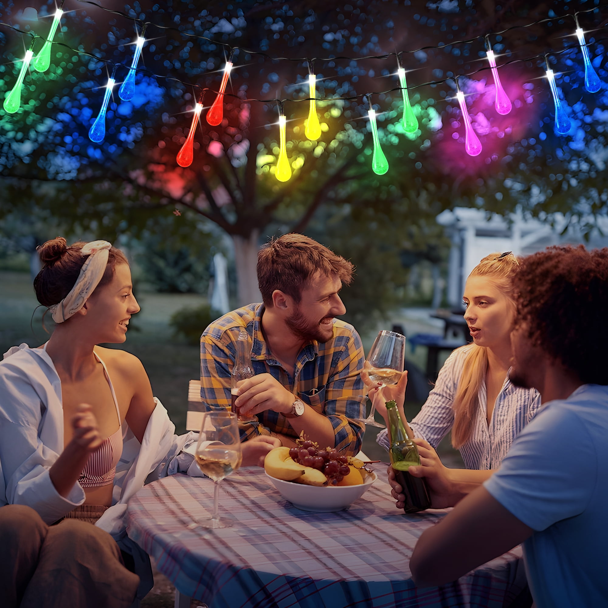 Phopollo Solar Outdoor String Lights,96FT 200 LEDs,IP67 Waterproof,8 Modes Lighting,Solar Lights for Outdoor Party Garden​ Patio​ Porch.