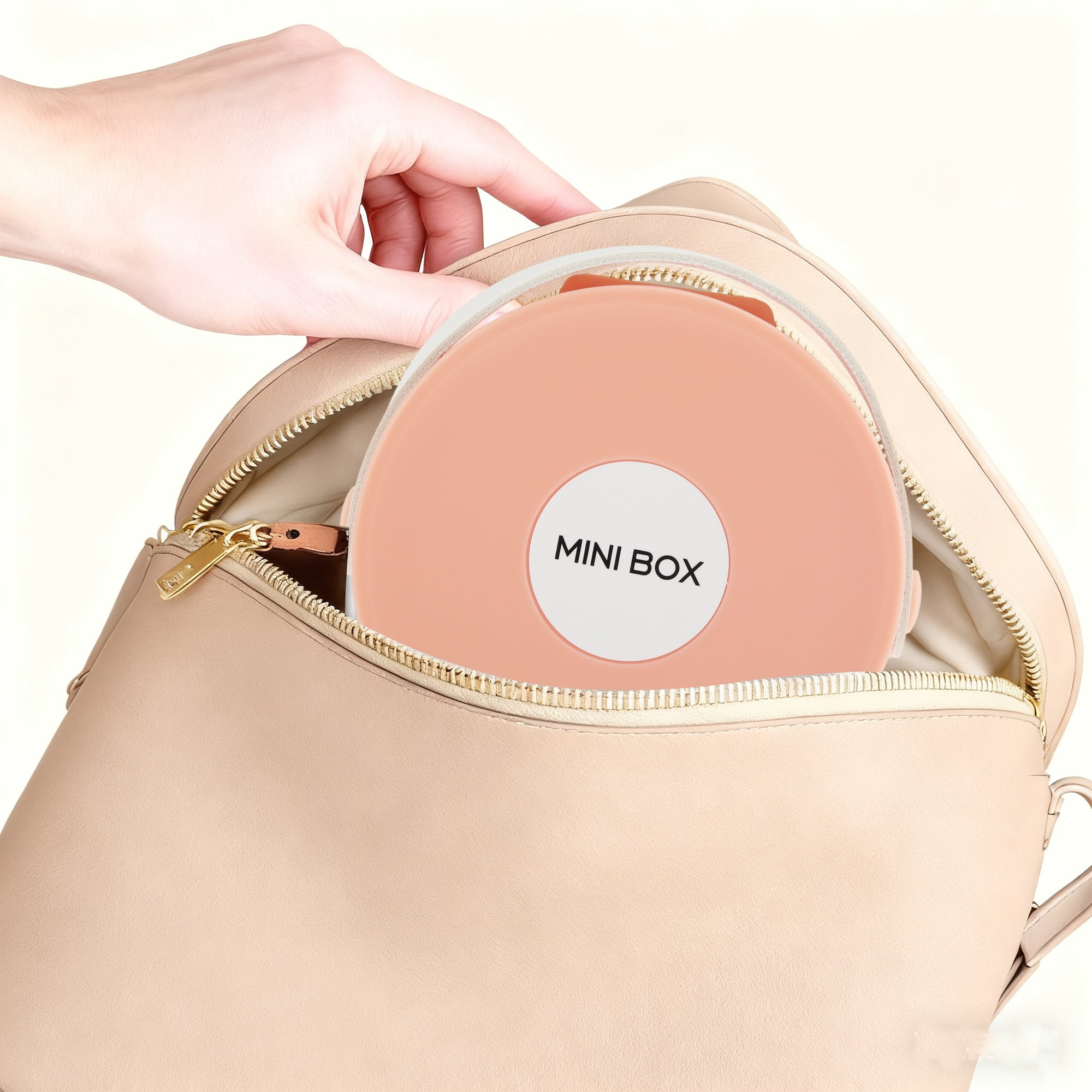 Unique Bargains Round Single-Layer Multi-Function Jewelry Box Organizer Coral Pink