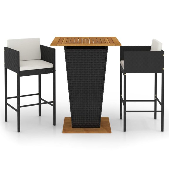 vidaXL Patio Bar Set Outdoor Bistro Set Bar Stool Bistro Table Poly Rattan
