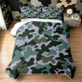 thumbnail image 2 of Manfei Retro Camouflage Twin Quilt Set, Mid Century Camo Twin Coverlet Set, Gray Green, 2 Pieces, 1 Bedspread and 1 Pillowcase, 2 of 7