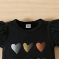 thumbnail image 6 of Infant Baby Girls Outfit Sets Ruffles Short Sleeve Heart Prints Romper Bodysuit Pants Outfits For 9-12 Months, 6 of 6