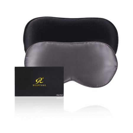 RUIPTSKE 2 Pcs Mulberry Silk Sleep Eye Masks, Caring For Deep Sleep, Adjustable Elastic Band, Black & Dark Gray