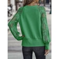 thumbnail image 6 of Womens Long Sleeve Shirts V-Neck Lace Tops Business Casual Blouses Tee Trendy Fall Fashion Outfits Clothes Green XXXL, 6 of 7
