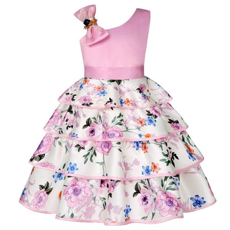 

Follure Kids Dress Girls Birthday Sleeveless Mesh Cake Princess Flower Girl Dresses Wedding Kids Fracks for Girls Little Girls Fall Clothes Size 5