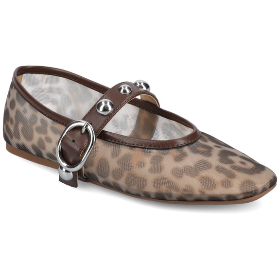 Journee Womens Naveah Studded Pointed Toe Casual Comfort Ballet Flats