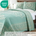 thumbnail image 5 of Superior 3-Pieces High-Durability Reversible Cotton Blend Bedspread Set, King, Green, 5 of 8