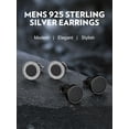 thumbnail image 4 of Bandmax Black S925 Silver Stud Earrings for Men Women Natural Black Onxy with Viking Rune Ear Studs Gift for Father's Day Christmas Valentines, 4 of 8