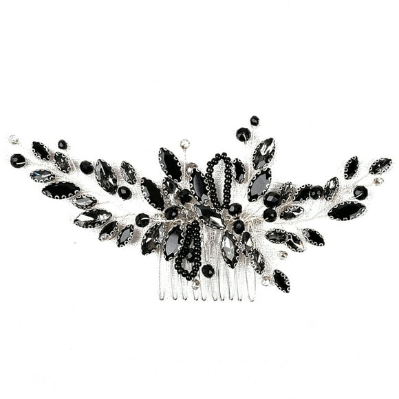 OULII Hair Pins Black Wedding Hair Piece for Brides 1Pcs