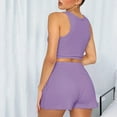 thumbnail image 5 of REORIAFEE Women 2 Piece Outfits Vacation Matching Sets Spring Outfits Casual Women's Fashion Shorts Two Piece Sleeveless Casual Suit Purple XL, 5 of 8