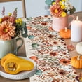 thumbnail image 4 of ERUNPONLY Orange Teal Fall Pumpkins Table Runner - 108 Inch Long Weeping Botanical Thanksgiving Vintage Cotton Linen Dress Scarves Farmhouse Table Runner for Kitchen Dining, Coffee Table, 13" x 108", 4 of 8