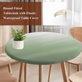 thumbnail image 5 of Sage Green Round Fitted Table Cover Green Gradient Ombre Color Waterproof Table Cloth with Elastic Edge Wipeable Tablecloth for Picnic Camping Party Fits 45"-54" Diameter, 5 of 8