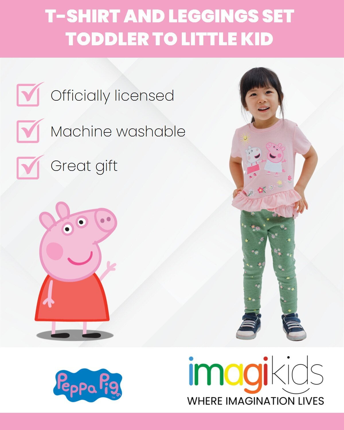 Peppa Pig Crossover T-Shirt and Leggings Outfit Set Toddler to Little Kid