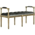 thumbnail image 3 of SAFAVIEH Raiden Velvet Rustic Oak Tufted Bench, Grey/Rustic Oak, 3 of 7