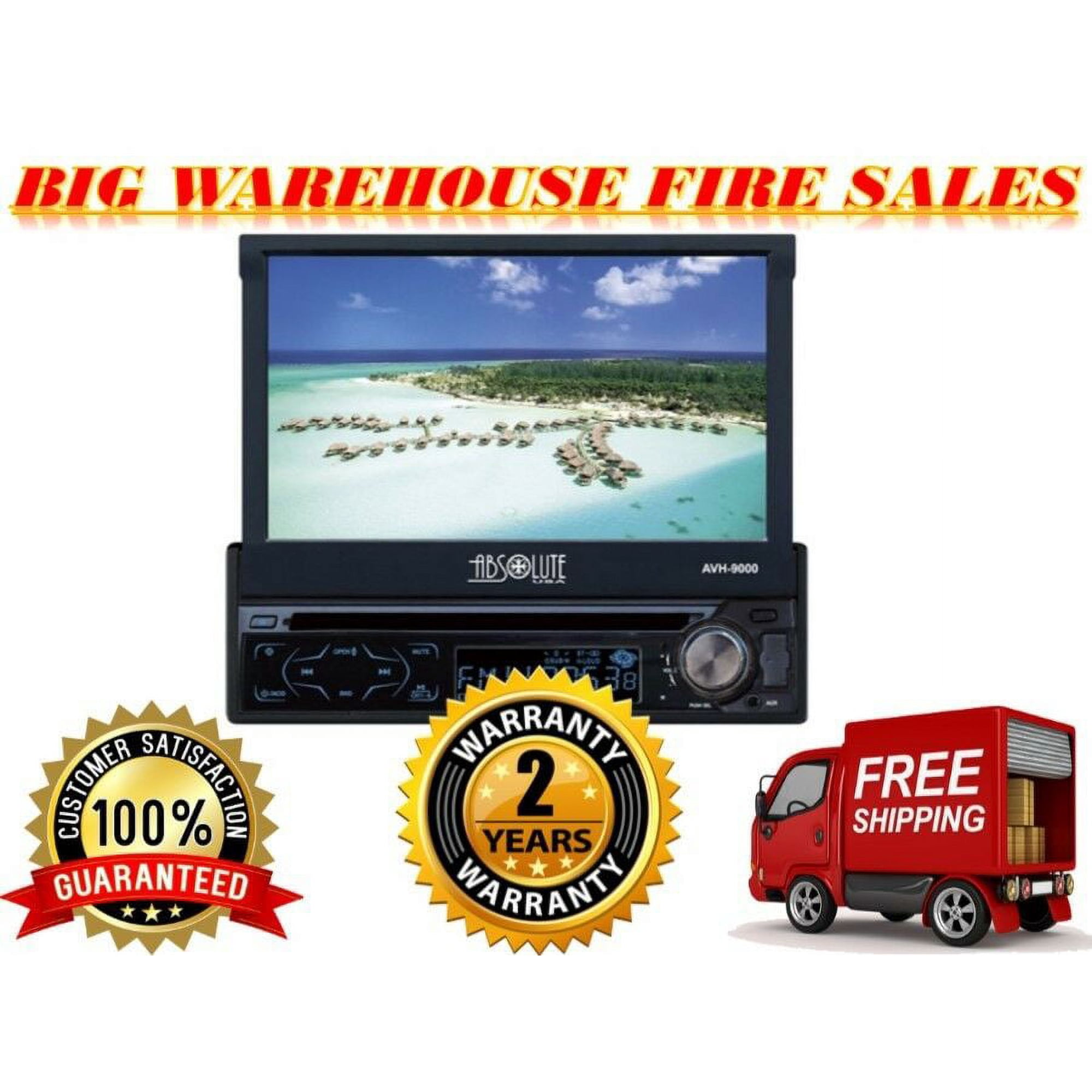 Absolute AVH9000 7" SINGLE DIN IN DASH MOTORIZED DVD / CD / MP3 / USB /TOUCH