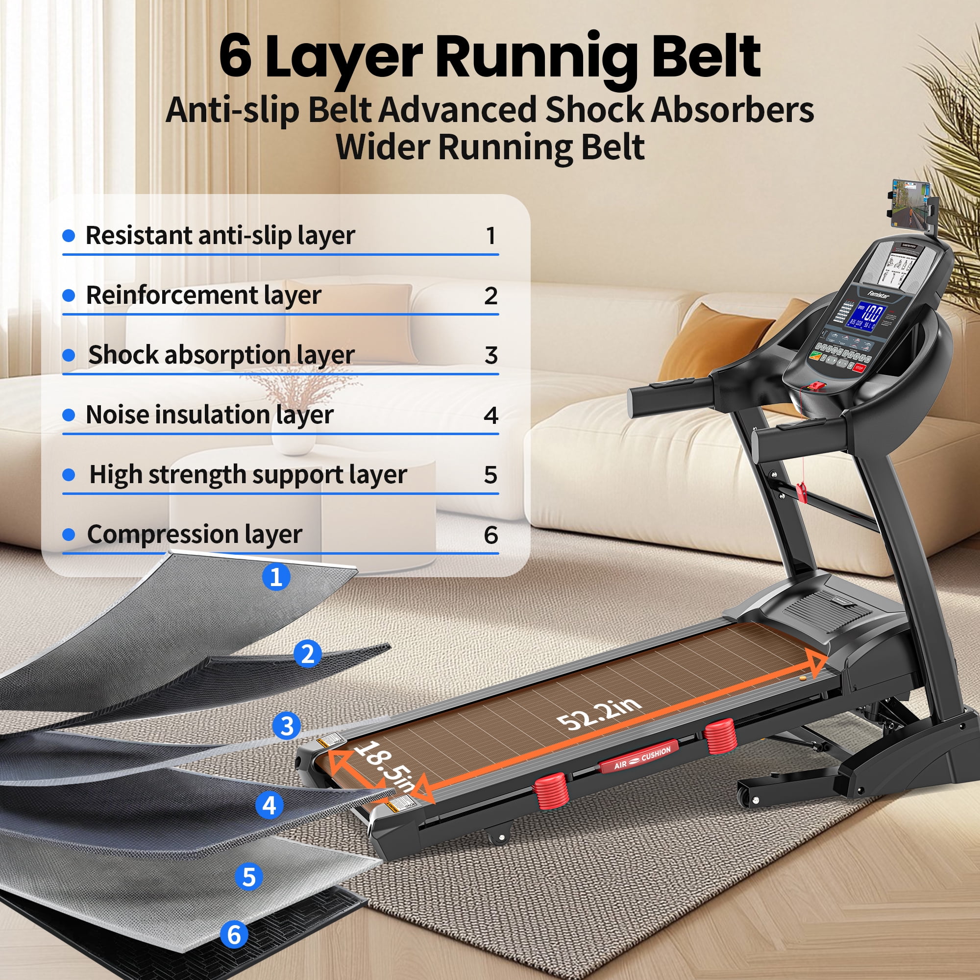 5HP Foldable Treadmill for Home w/ 20% Auto Incline, 400lbs Capacity, 12MPH Portable Treadmill, 64+7 Programs, Personalized Workout with APP, Running Walking treadmill