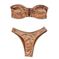 thumbnail image 4 of B91xZ Ensemble Bikini 2 Pcs pour Femmes Rétro Licou Froncé Taille Haute Bikini avec Bas, Kaki S, 4 of 5