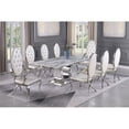 thumbnail image 2 of Marble Mixed Dining Set with Silver Stainless Steel and White Chairs, 2 of 5