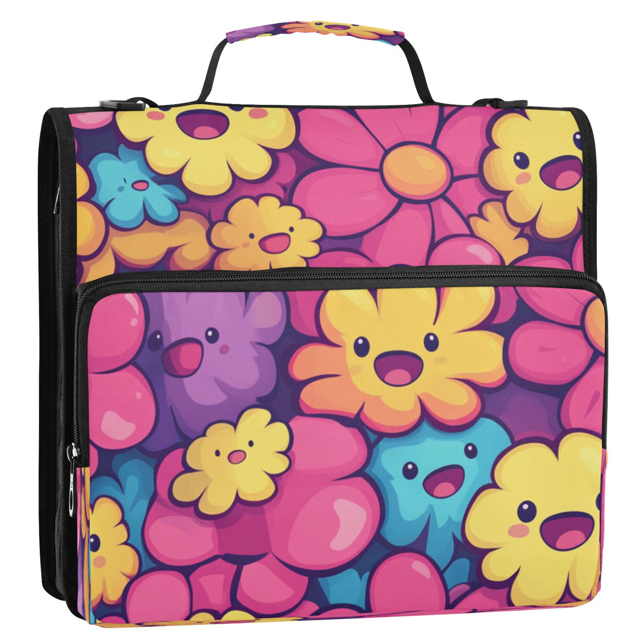 YAZAOO Zipper Binder trapper keeper Documents Organized Design Vibrant Tulip Symphony Printed