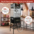 thumbnail image 4 of QEEKA 20Oz Commercial Popcorn Machine with Cart - 1440W Vintage Style Popper,Tempered Glass & Warming Deck,on Wheels for Home Theater, Parties and Events,Black, 4 of 10