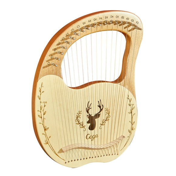 Eccomum 19 Cordes en Bois Lyre Harpe Résonance Boîte Instrument à Cordes avec Clé d'Accord 3pcs Pics Autocollant Ensemble Supplémentaire de Cordes