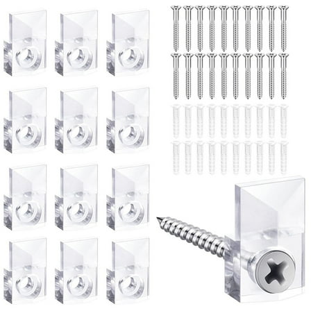Clear Mirror Clip Set 20 Holder Clips Screws and Anchors for Easy Installation
