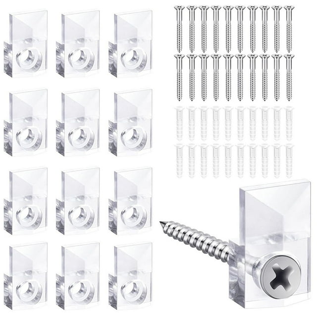 20 Ensembles de Clips pour Support de Miroir, pour Clip de Miroir en Plastique Transparent