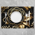 thumbnail image 2 of Manfei Black Gold Rose Placemats Set of 4 for Women, Golden Leaves Table Mats for Dining Table Set of 4, Princess Pearl Table Place Mats for in Door Dining, Luxurious Dining Room Decor, 2 of 4