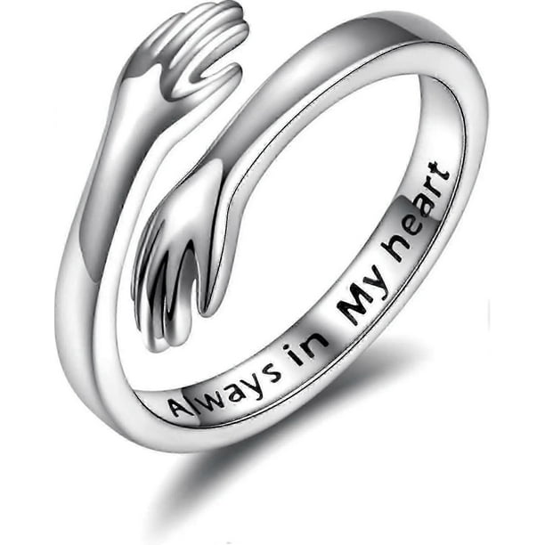 925 Sterling Silver Hug Rings For Women I Love You Forever Hug Ring Adjustable Ring Jewelry Gift For Teen Girls Couples Hug Rings Handmade Silver Plat