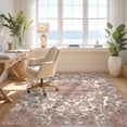 thumbnail image 3 of Design&I 5'x7' Ultra Soft Area Rug, Romantic Floral Emblem Curling Vine Motif Delicate Pink Black None Fluffy Washable Non Shedding for Bedroom Living Room Home Office, 3 of 7