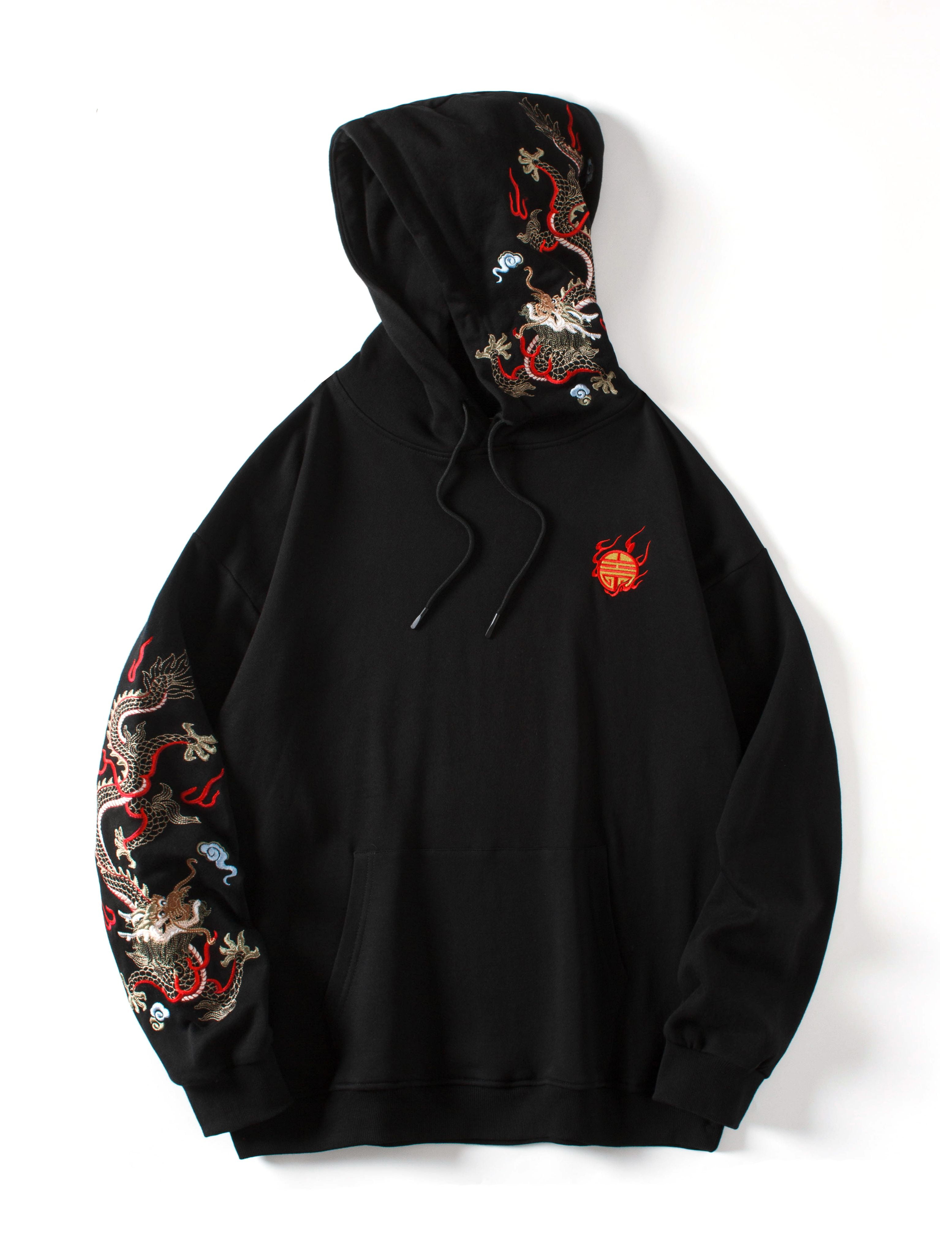 Dragon embroidered hoodie Clearance