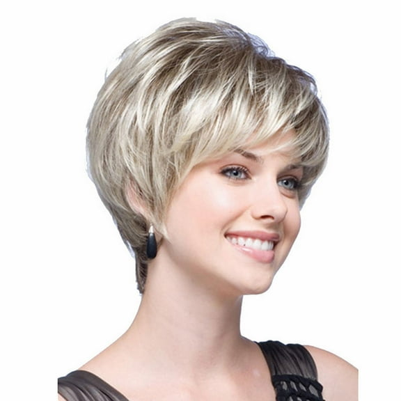 YWOAGH Short Synthetic Wig for Women Fashion Light Blend Design Gold
