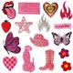 thumbnail image 1 of Parche termoadhesivo, 16 piezas de pegatinas de tela con lazo de rosas, pegatinas de tela bordadas, mariposas de amor, decoración de ropa de dibujos animados, flores de subsidio de reparación DIY, 1 of 5