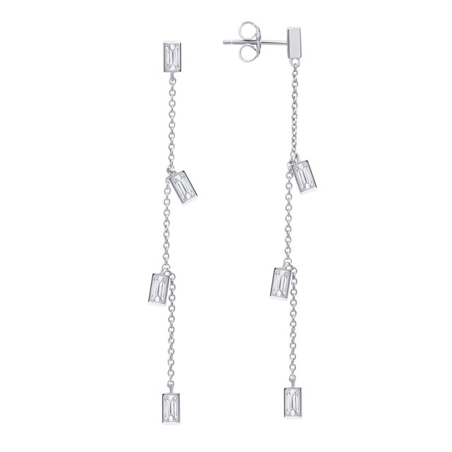 Baguette Linear Earrings in Platinum