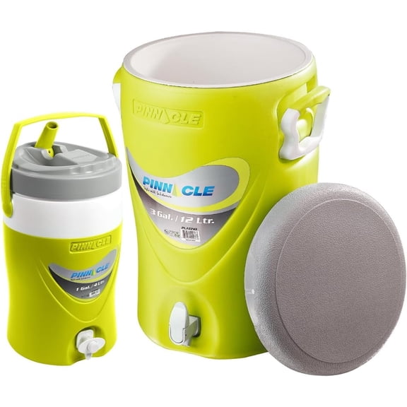 Pinnacle 3 Gallon Water Cooler with Spout and 1 Gallon Jug Set Portable Green