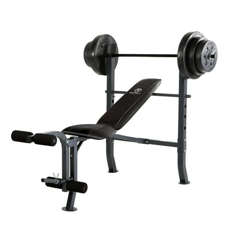 Marcy Standard Bench w/ 100 lb Weight Set Home Gym Workout Equipment |