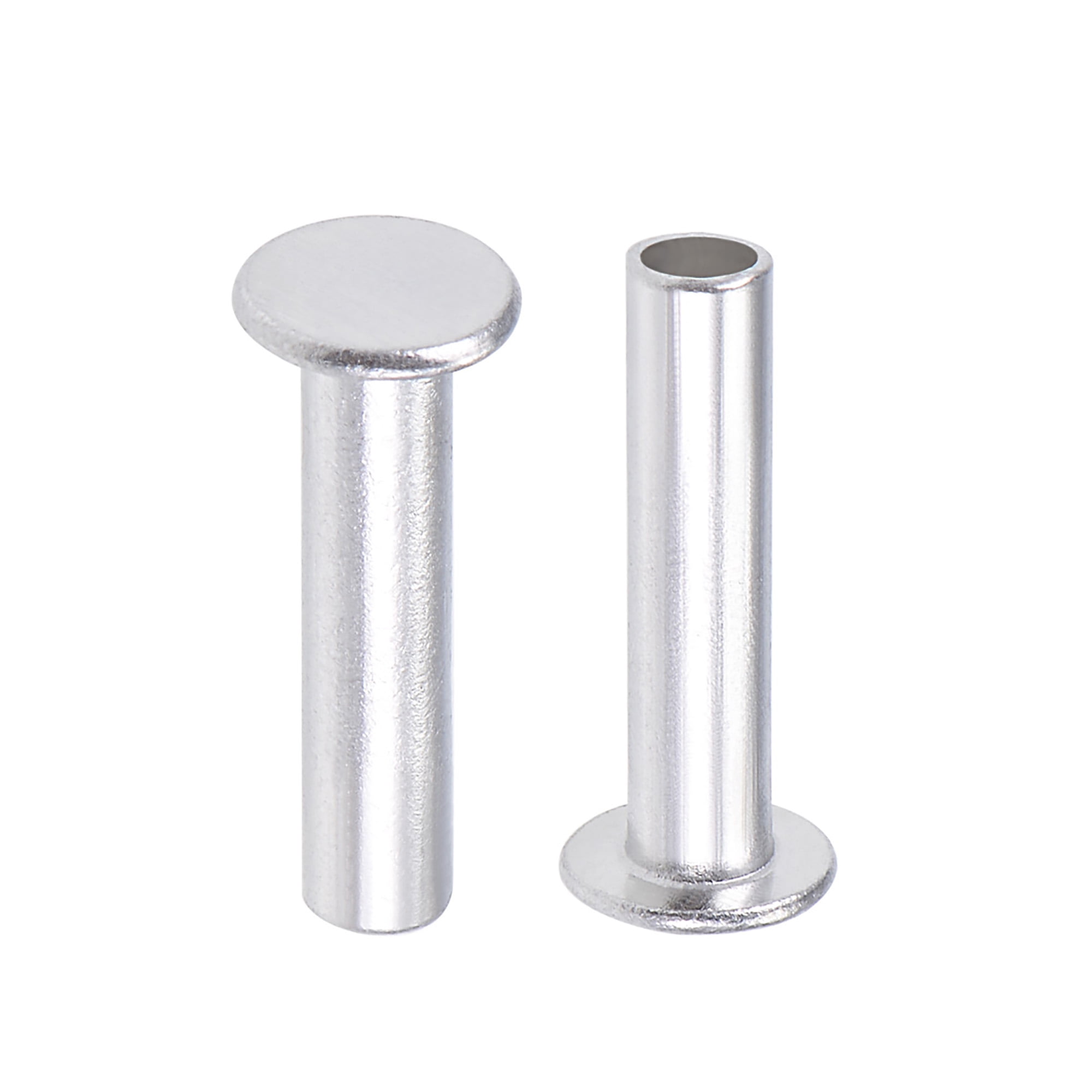 50Pcs 5mm x 22mm Aluminum Flat Head SemiTubular Rivets Silver Tone