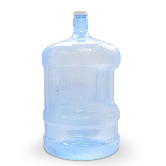 Alpine Cuisine Plastic 5 Gallon Water Bottle with Cap PVC | Reusable Jug Container Water Can | Easy Grip Carry Handle | Non-Spill & Completely Leak-Proof | 2 Pack