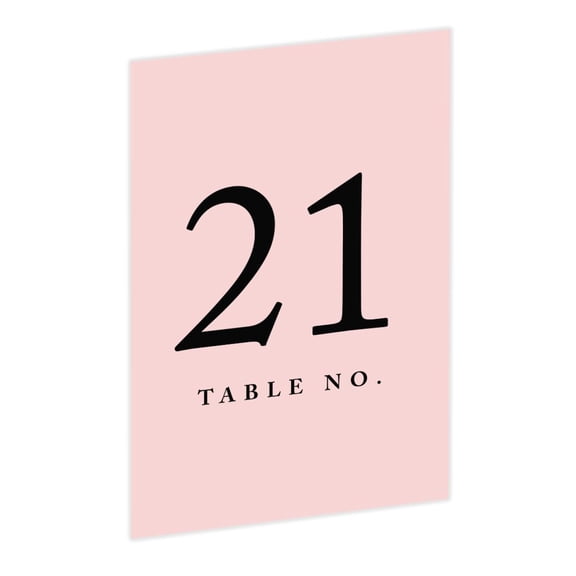 Koyal Wholesale Sweet Blush Pink Wedding Table Numbers 21–40, 4x6 Seating Cards