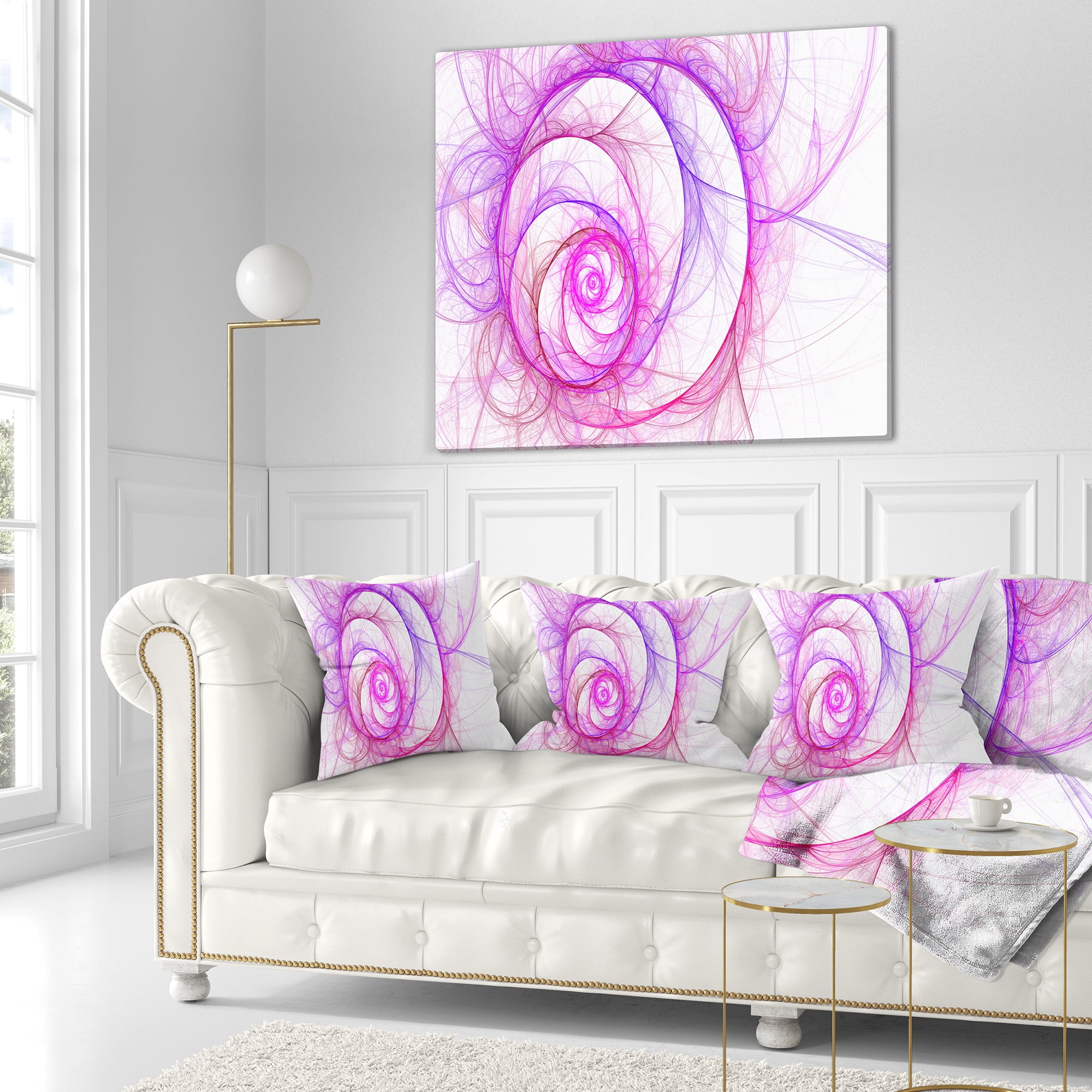 Designart Pink Exotic Flower Pattern - Floral Throw Pillow - 16x16