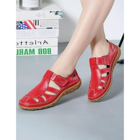 

XWQYRG Women s Casual Boho Gladiator Sandals Summer Leather Comfort Softsole Closed Toe Ankle Strap Beach Shoes Hollow Casual Comfy Softsole Adjustable Ankle Strap Beach Fisherman