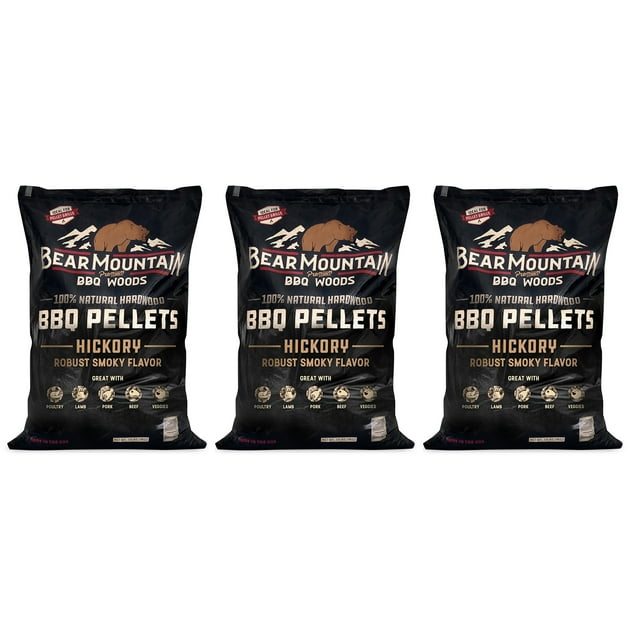 Bear Mountain BBQ All-Natural Hardwood Hickory Smoker Pellets (3 Pack)