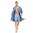thumbnail image 2 of MAYFISH Men's Cotton Robe Short Sleeve Lightweight Summer Bathrobes for Men Zip up House Coat with Pockets(Blue,Large ), 2 of 4