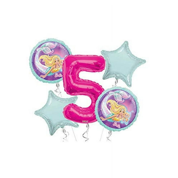 Mermaid Happy Birthday Balloon Bouquet 5 pc, 5th Birthday, | Viva Party Balloon Collection
