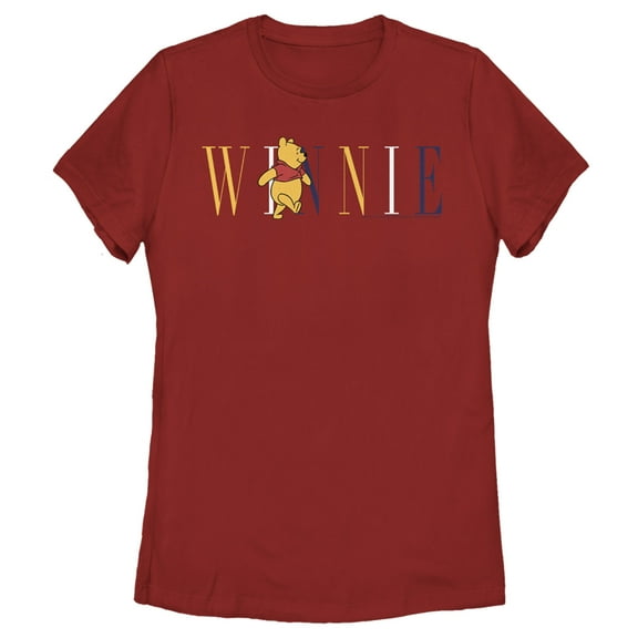 Women's Winnie the Pooh Yellow, White, and Blue Script  Graphic Tee